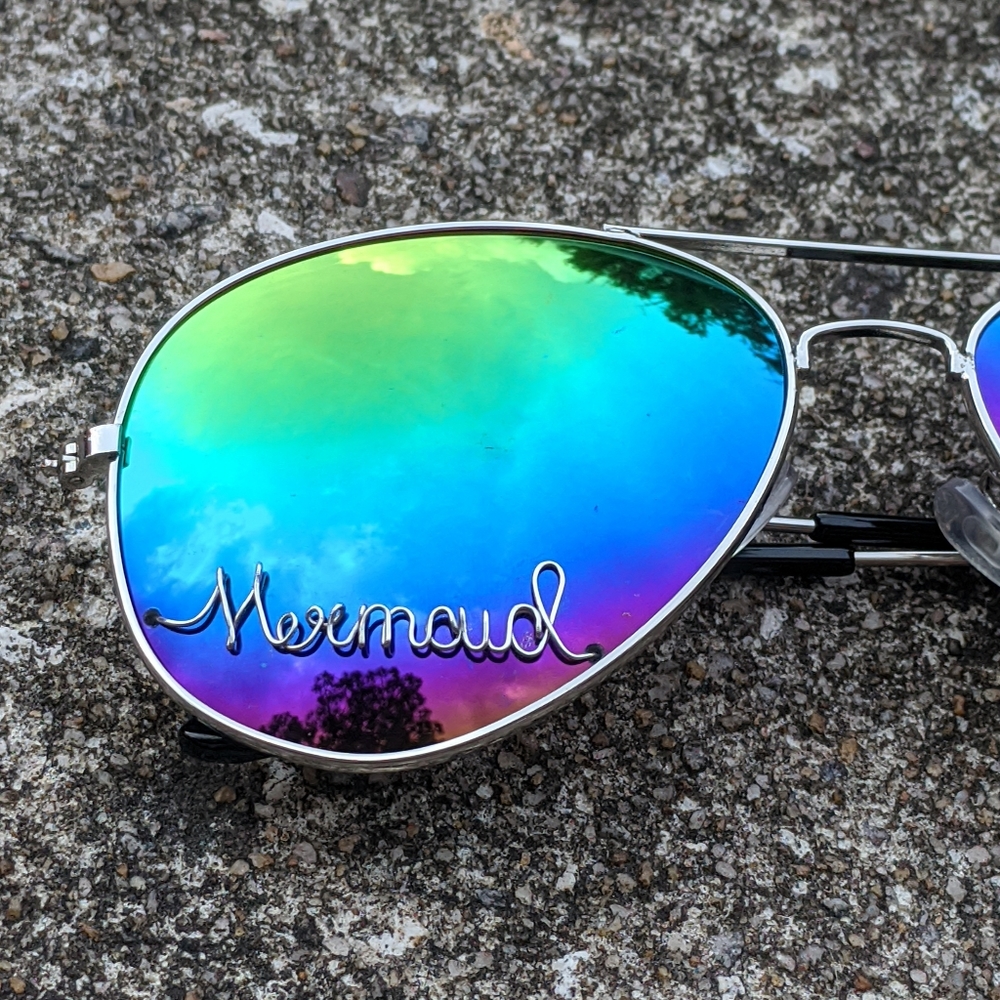 Handmade "Mermaid" Rainbow Aviator Sungla…